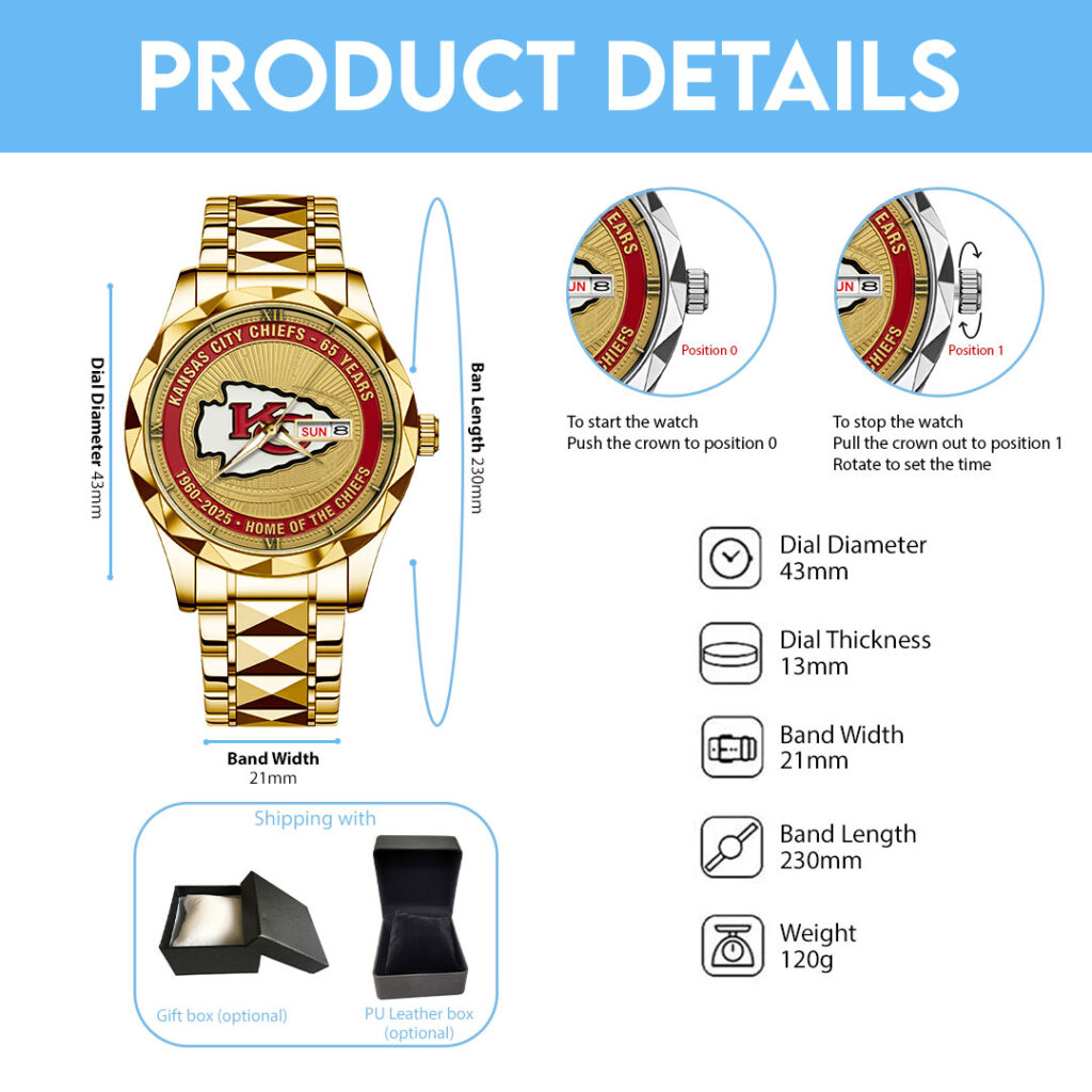 Kansas City Chiefs 60 Years Anniversary 2025 Alloy Luxury Quartz Watch – TMTHU694 - Image 5
