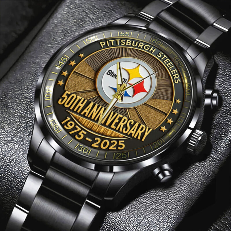 Pittsburgh Steelers The Terrible Towel 2025 Black Stainless Steel Watch – TANTN16139 - Image 2
