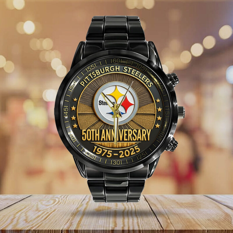 Pittsburgh Steelers The Terrible Towel 2025 Black Stainless Steel Watch – TANTN16139 - Image 3